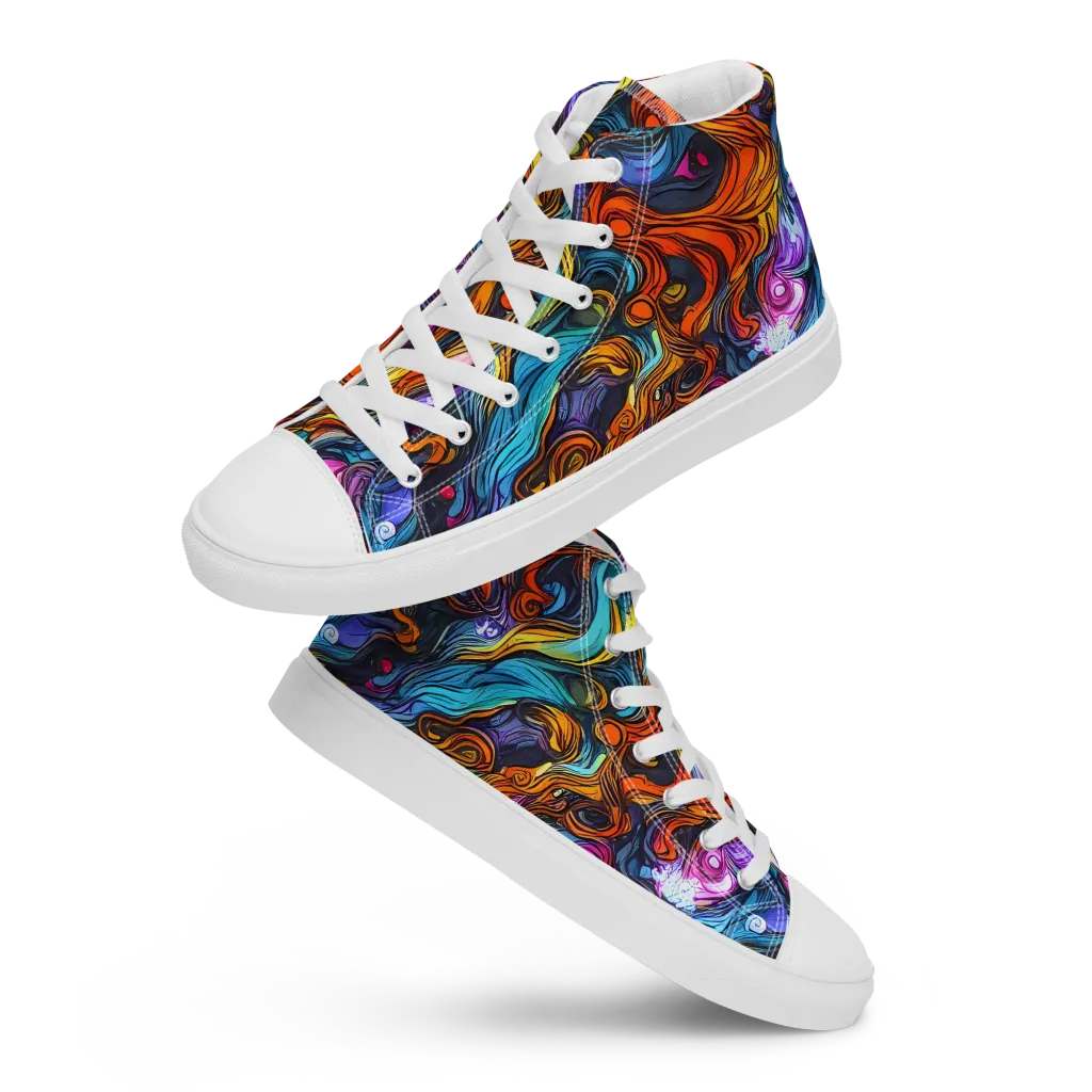 Guiard's Whirl on Men's High Top Canvas Shoes — Front