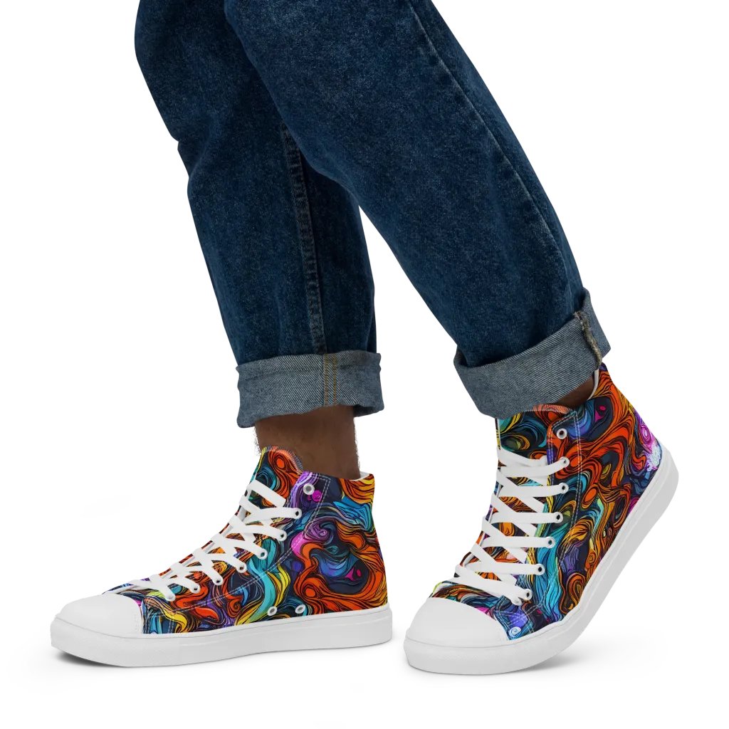Guiard's Whirl on Men's High Top Canvas Shoes — Left