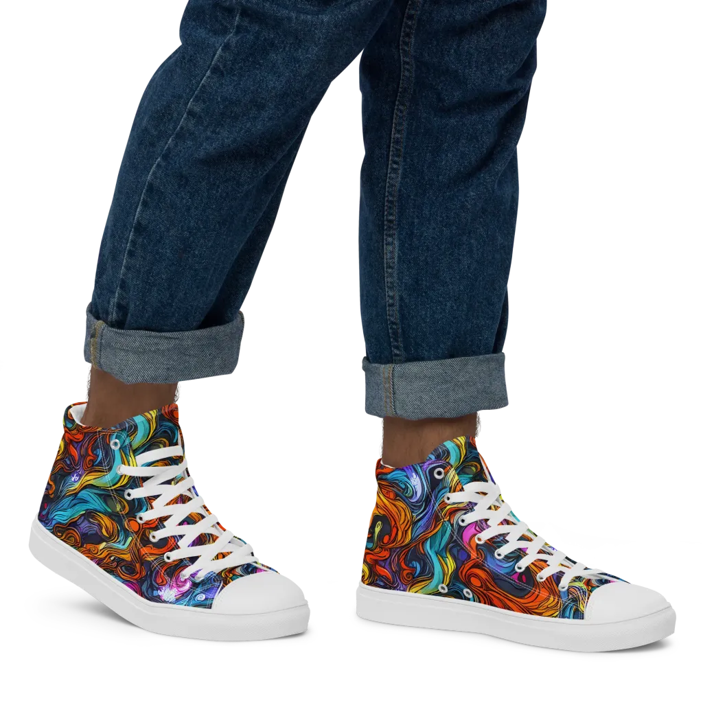 Guiard's Whirl on Men's High Top Canvas Shoes — Right