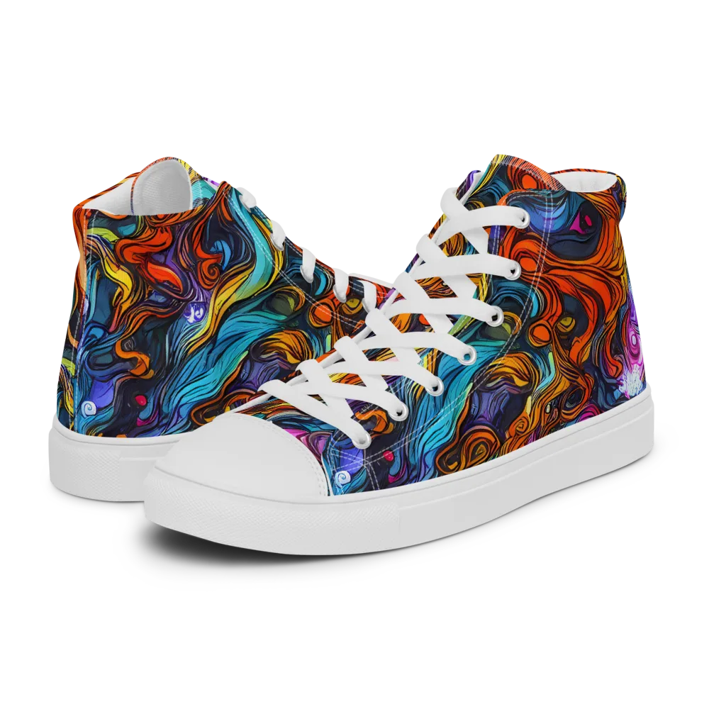 Guiard's Whirl on Women's High Top Canvas Shoes — Left