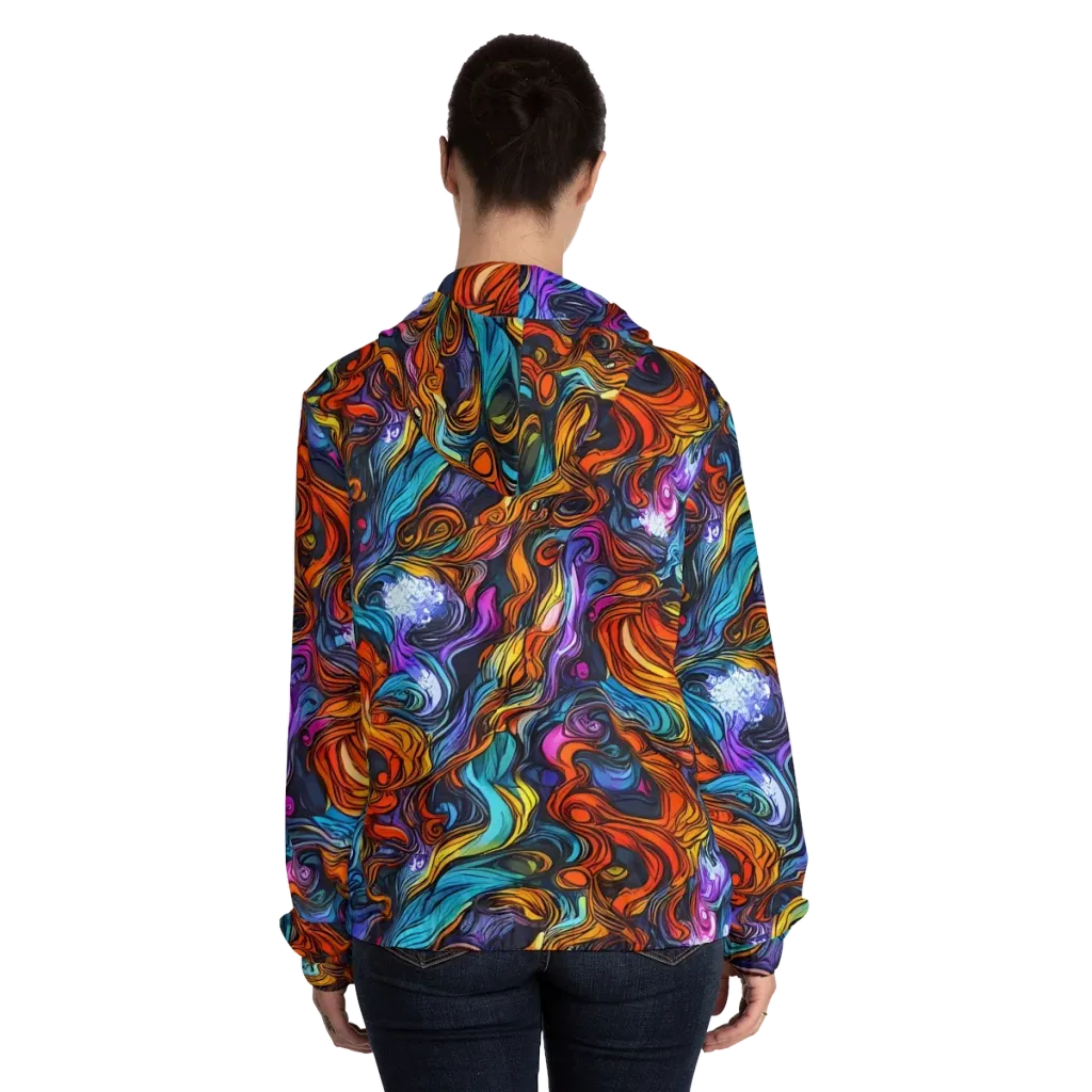 Guiard's Whirl on Women's Full-Zip Hoodie — Back On Person