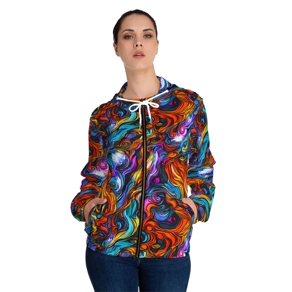 Guiard's Whirl on Women's Full-Zip Hoodie — Front On Person