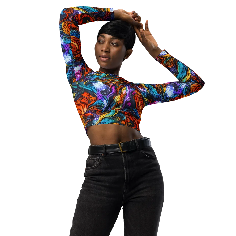 Guiard's Whirl on Long Sleeve Crop Top — Front