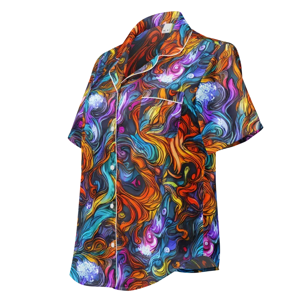 Guiard's Whirl on Women's Short Sleeve Pajama Top — Left Front