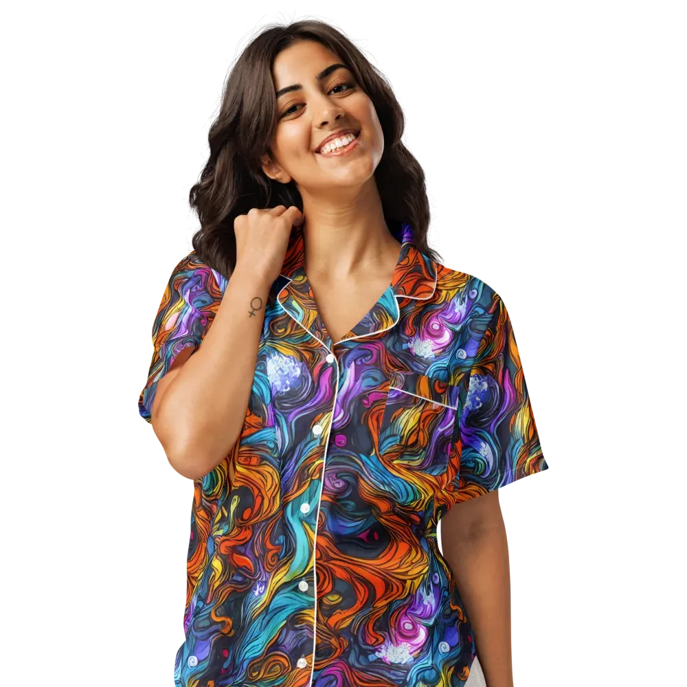 Guiard's Whirl on Women's Short Sleeve Pajama Top — Front