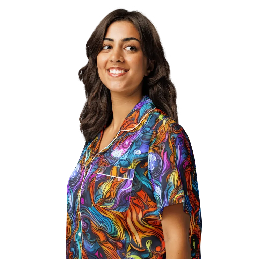 Guiard's Whirl on Women's Short Sleeve Pajama Top — Left Front