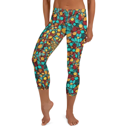 Turquoise Mosaic on a Capri Leggings