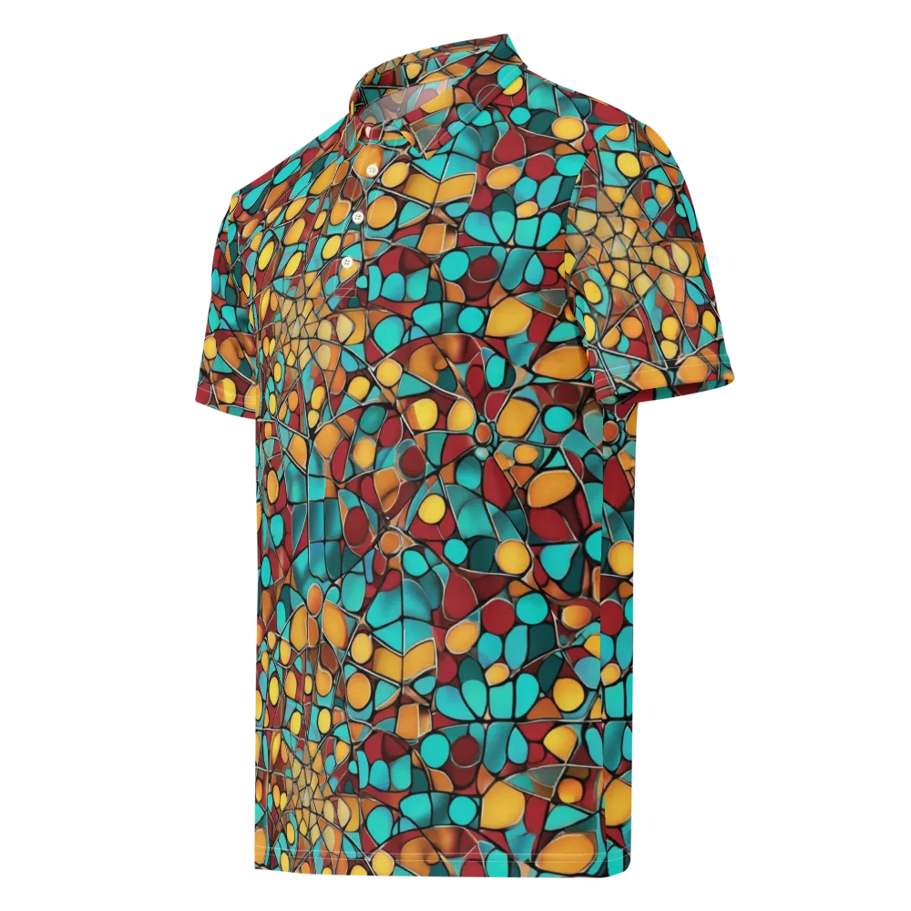 Turquoise Mosaic on Men's Slim Fit Polo Shirt — Left Front