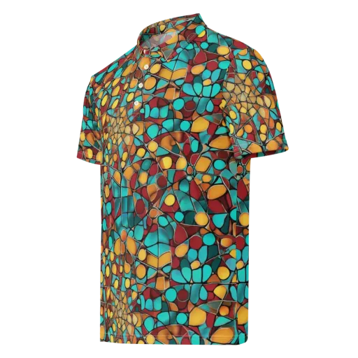 Turquoise Mosaic on a Men's Slim Fit Polo Shirt