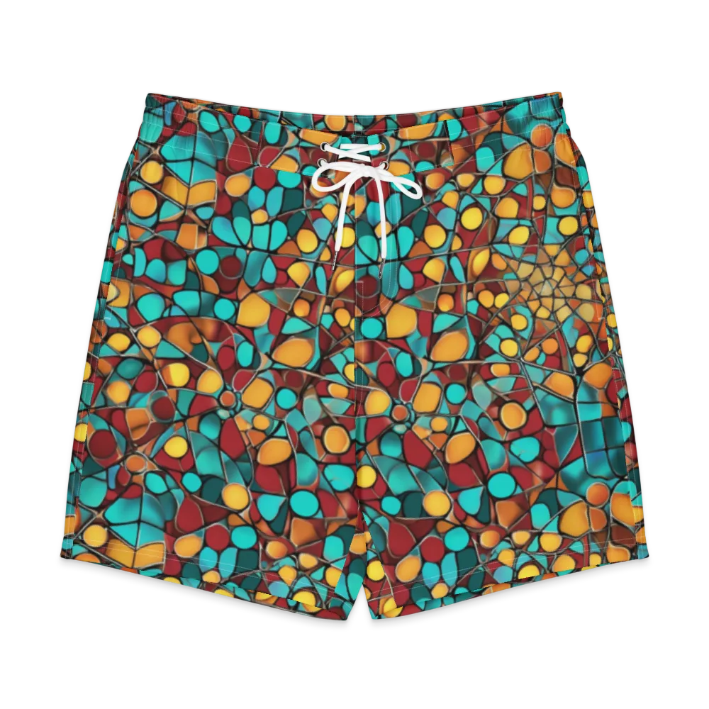 Turquoise Mosaic on Men's Board Shorts — Front