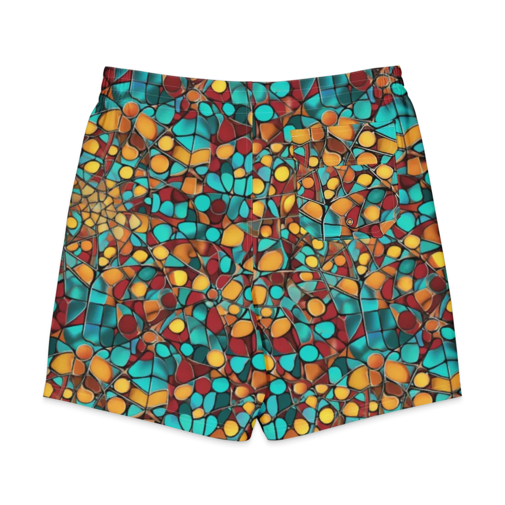 Turquoise Mosaic on Men's Board Shorts — Back