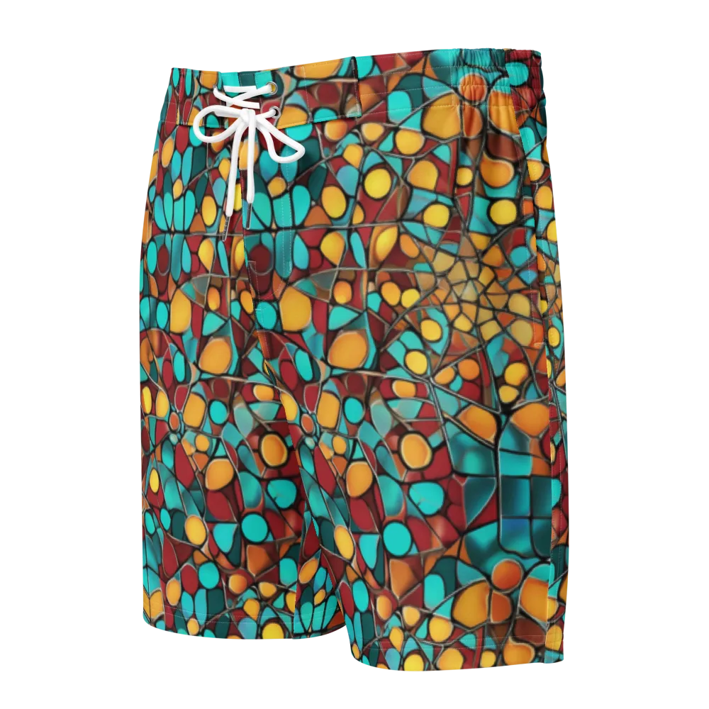 Turquoise Mosaic on Men's Board Shorts — Front
