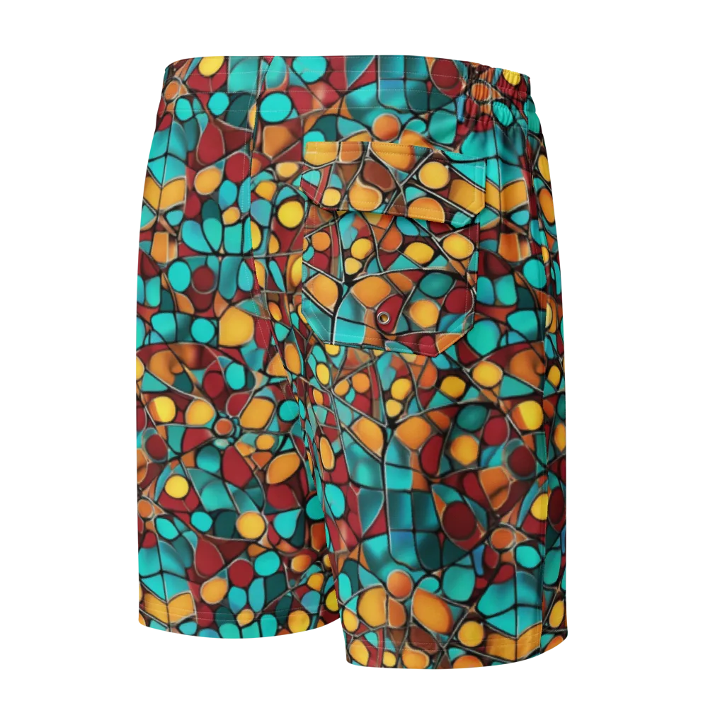 Turquoise Mosaic on Men's Board Shorts — Back
