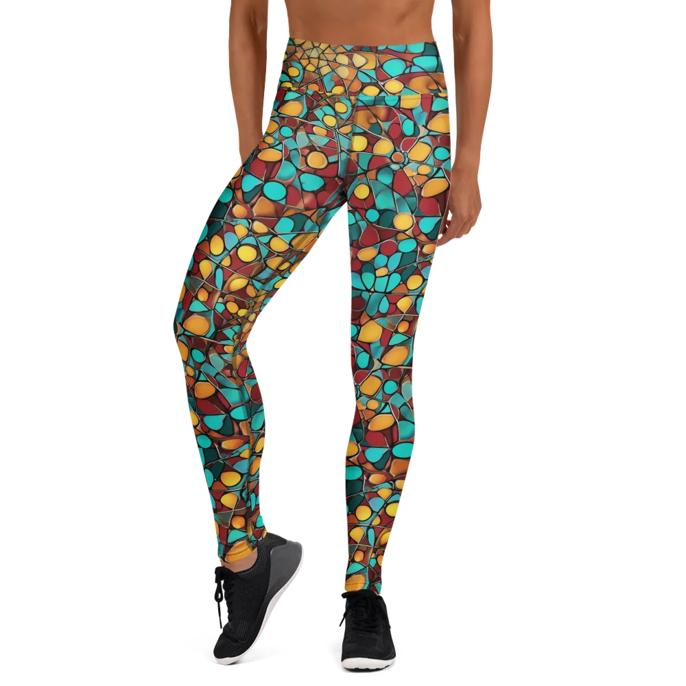 Turquoise Mosaic on Yoga Leggings — Front