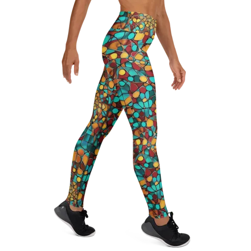 Turquoise Mosaic on a Yoga Leggings