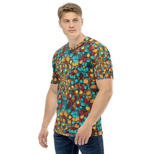 Turquoise Mosaic on a Men's Crew Neck T-Shirt