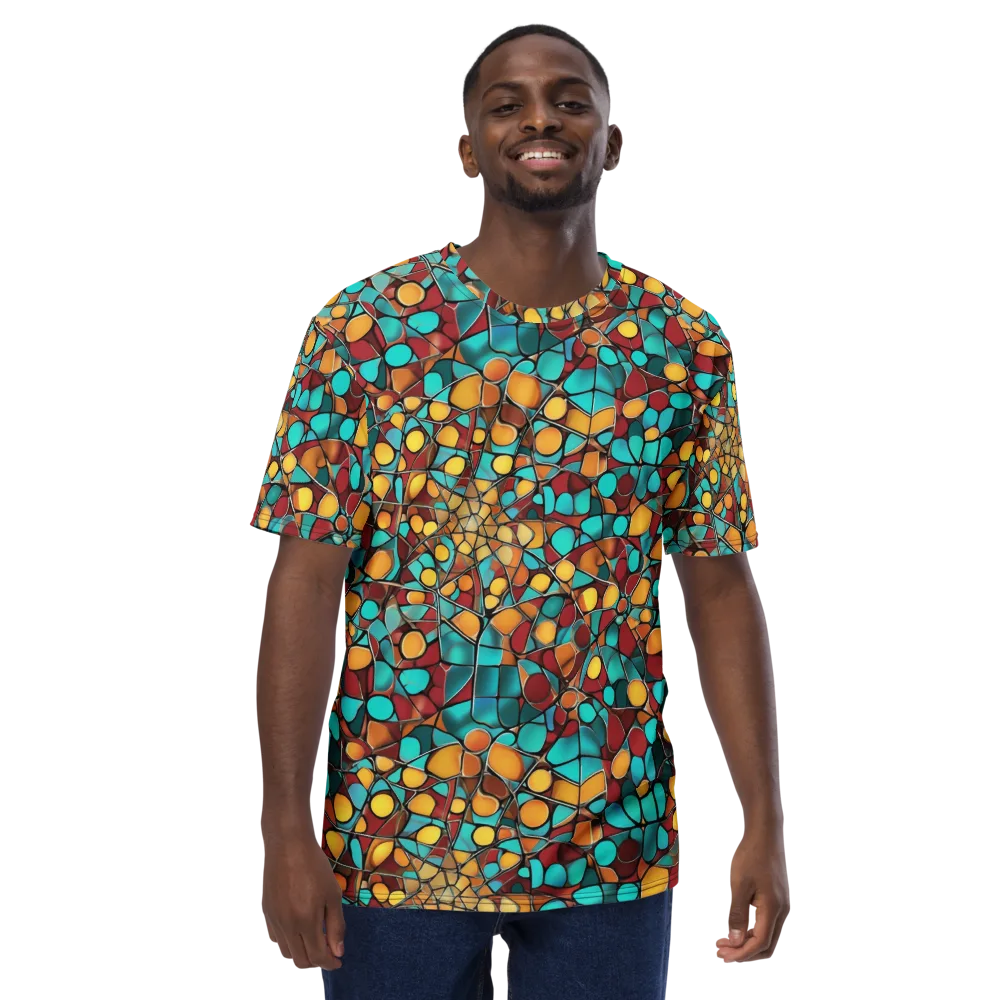 Turquoise Mosaic on Men's Crew Neck T-Shirt — Front