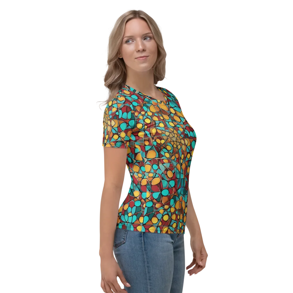 Turquoise Mosaic on Women's Crew Neck T-Shirt — Right
