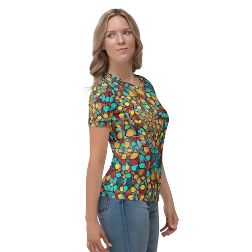 Turquoise Mosaic on a Women's Crew Neck T-Shirt