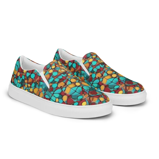 Turquoise Mosaic on a Men's Slip-On Canvas Shoes