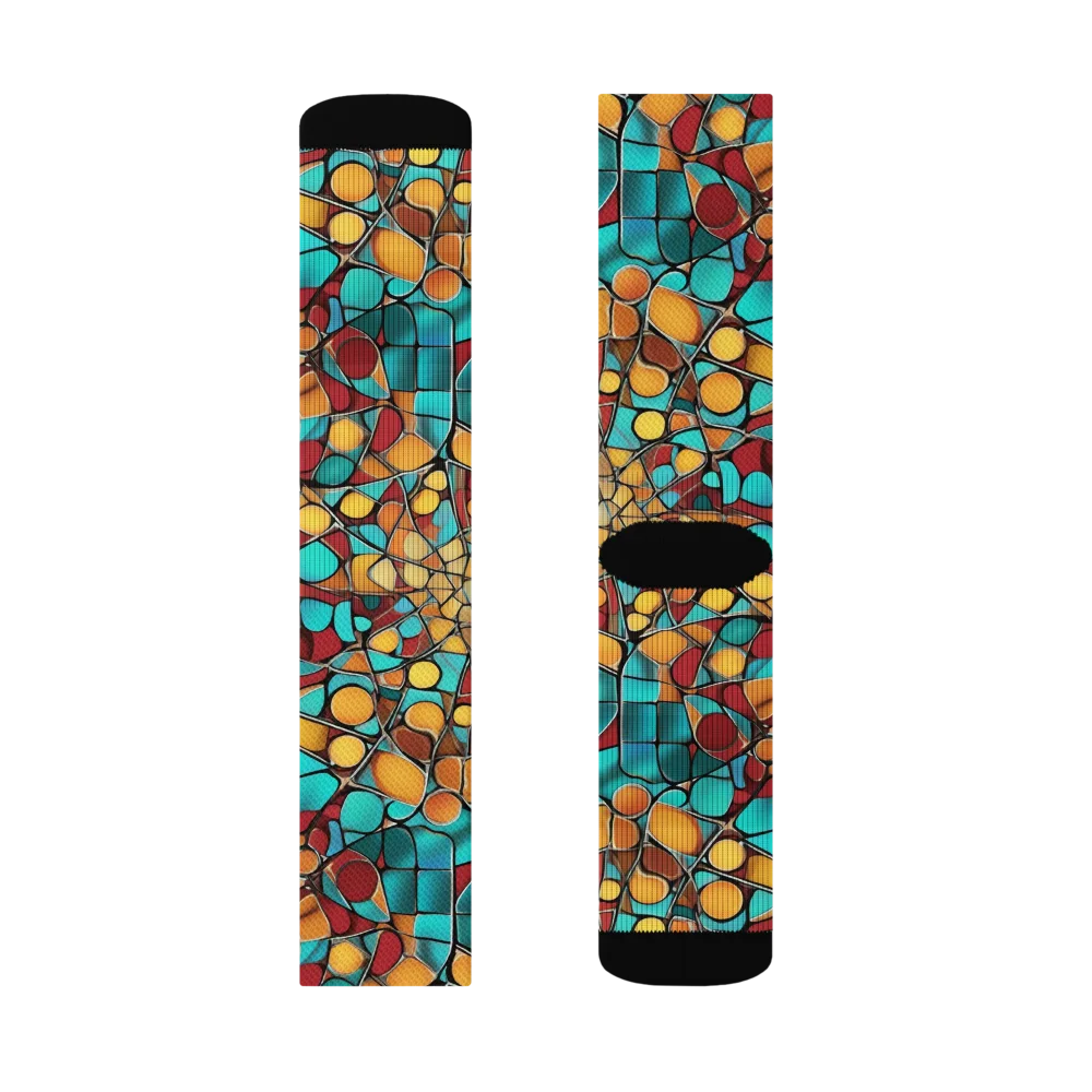 Turquoise Mosaic on Socks — Left Sock