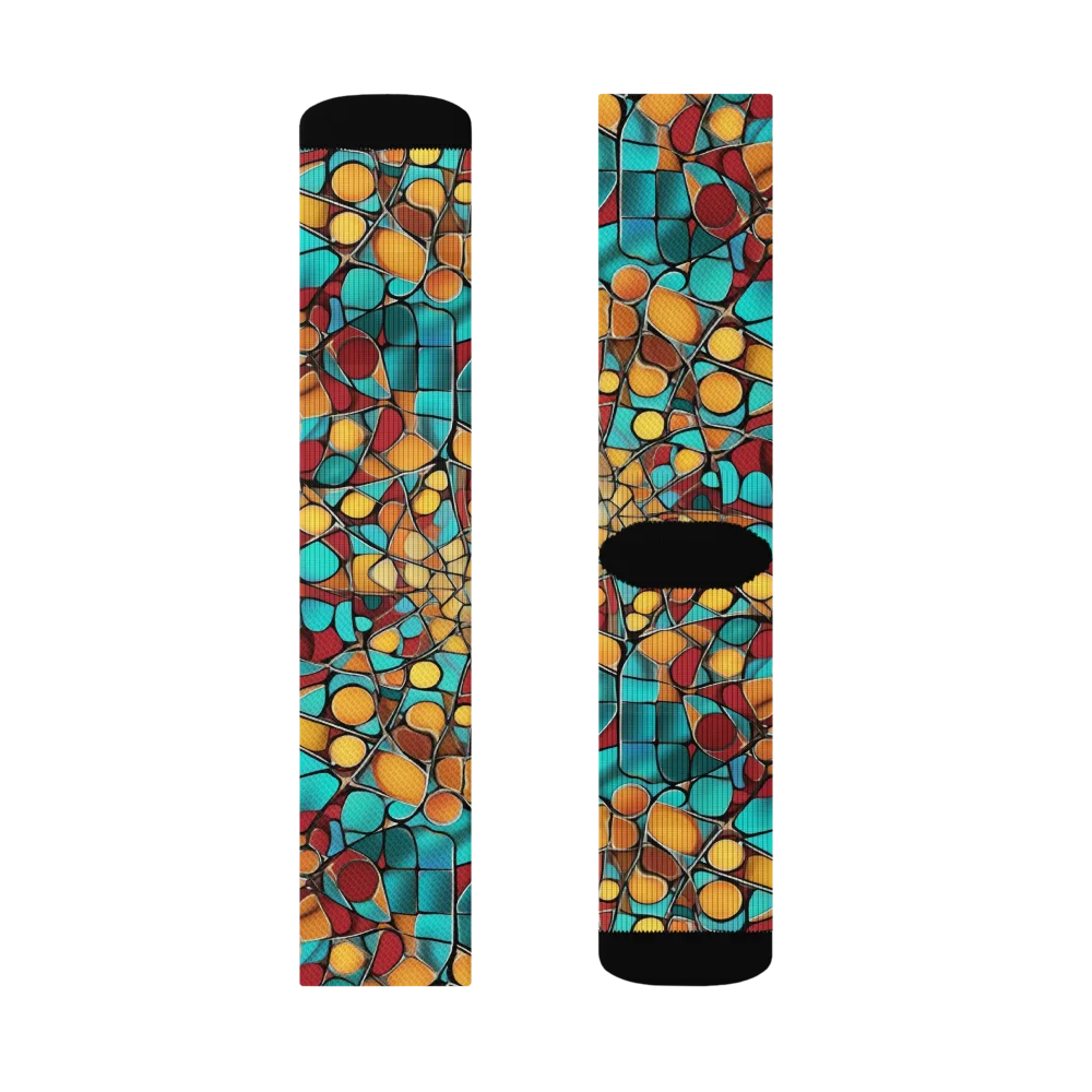 Turquoise Mosaic on Socks — Right Sock