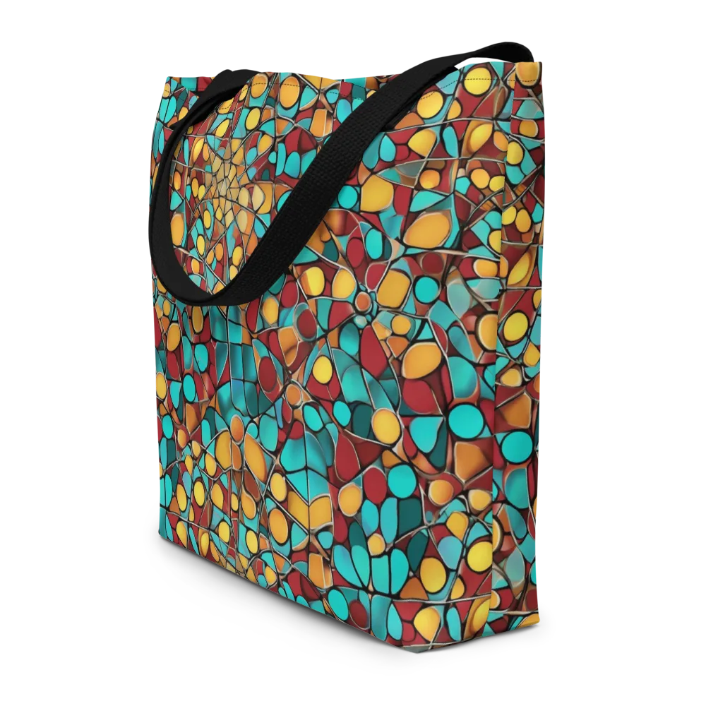 Turquoise Mosaic on Large Tote Bag W/ Pocket — Front