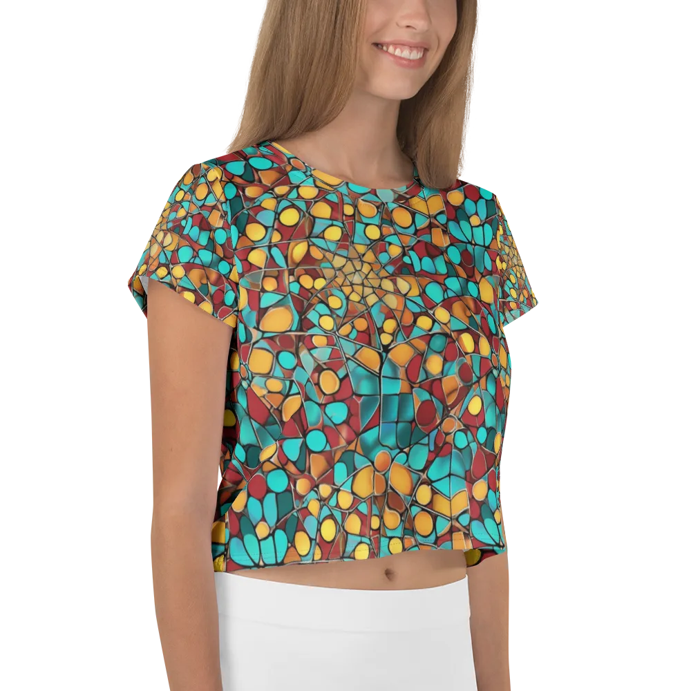 Turquoise Mosaic on Crop Tee — Right