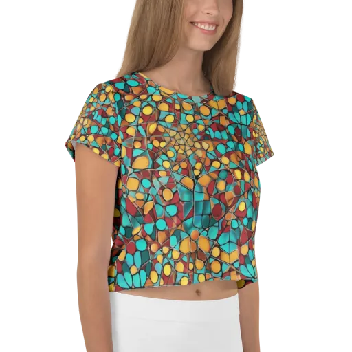 Turquoise Mosaic on a Crop Tee