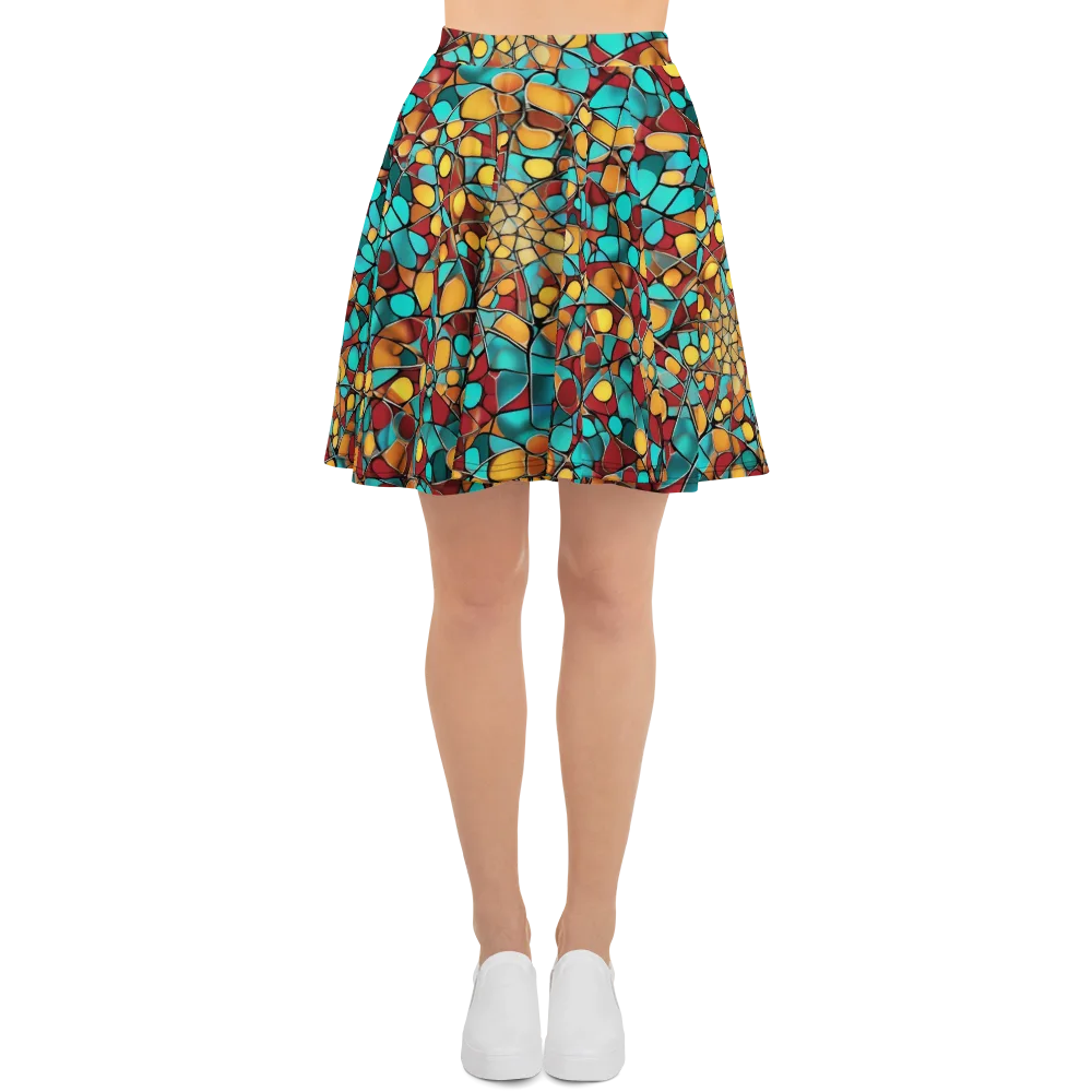 Turquoise Mosaic on Skater Skirt — Front