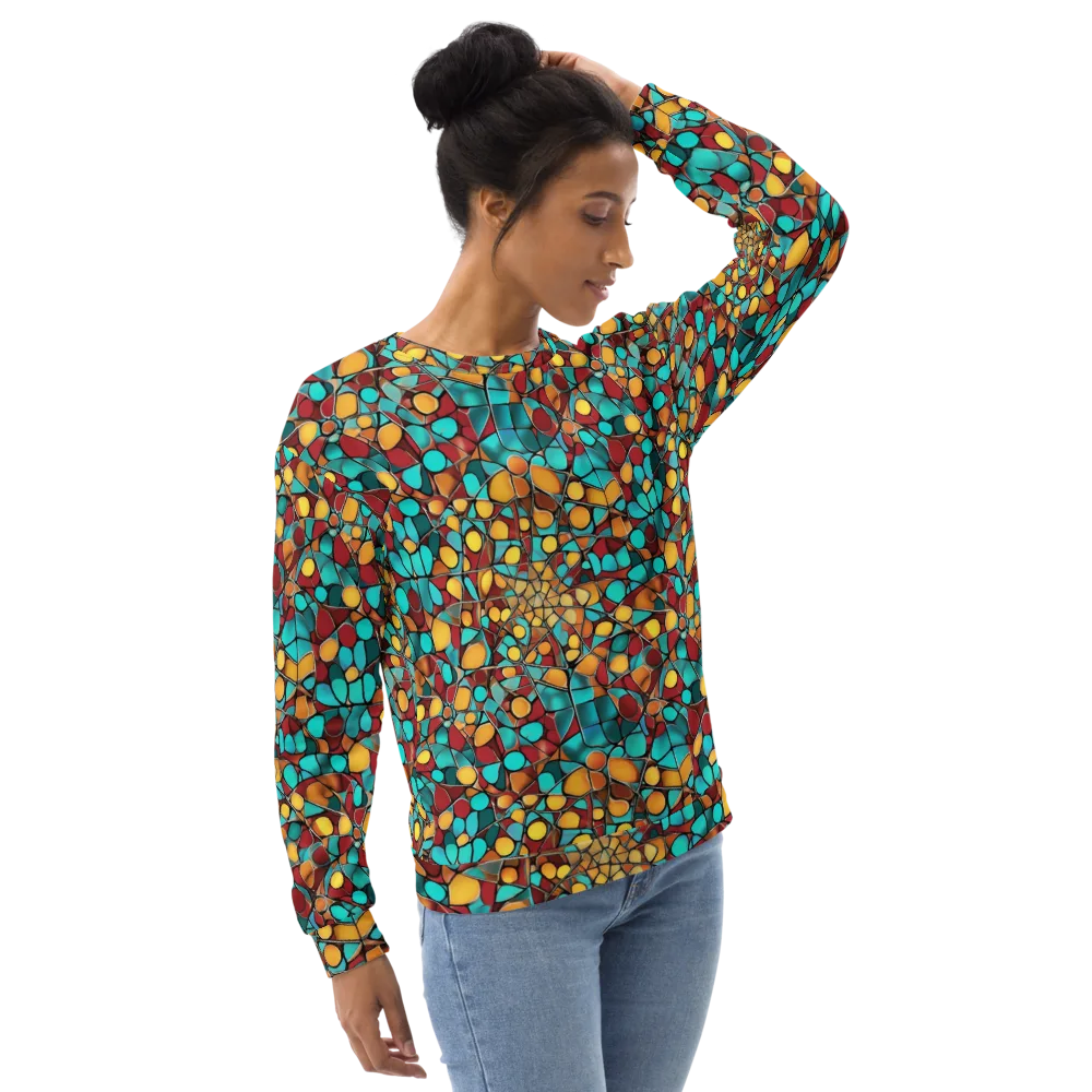 Turquoise Mosaic on Sweatshirt — Right Front