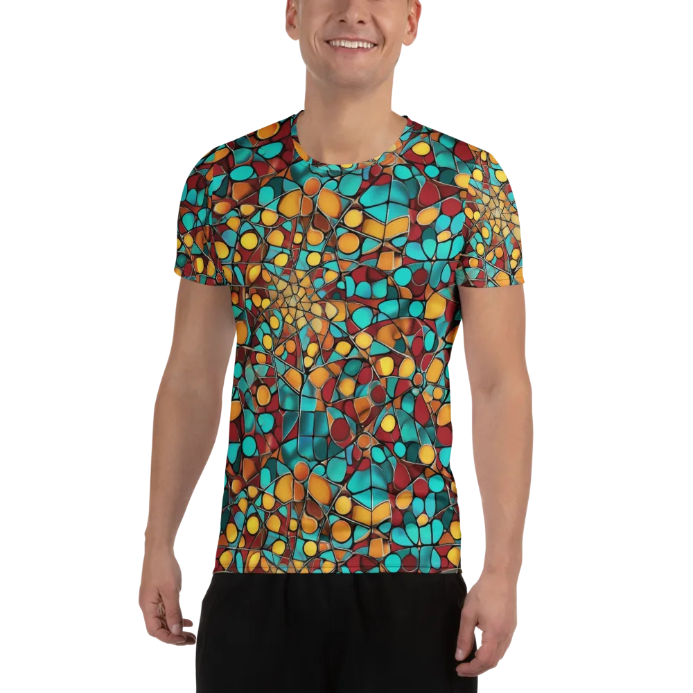 Turquoise Mosaic on Men's Athletic T-Shirt — Front