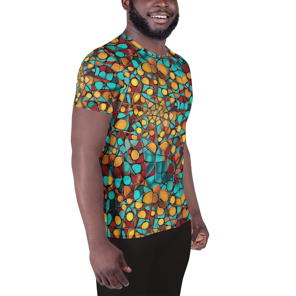 Turquoise Mosaic on Men's Athletic T-Shirt — Right