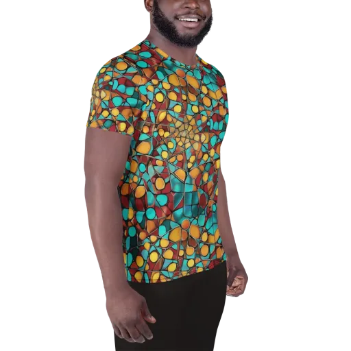 Turquoise Mosaic on a Men's Athletic T-Shirt
