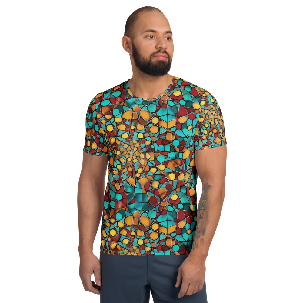 Turquoise Mosaic on Men's Athletic T-Shirt — Front