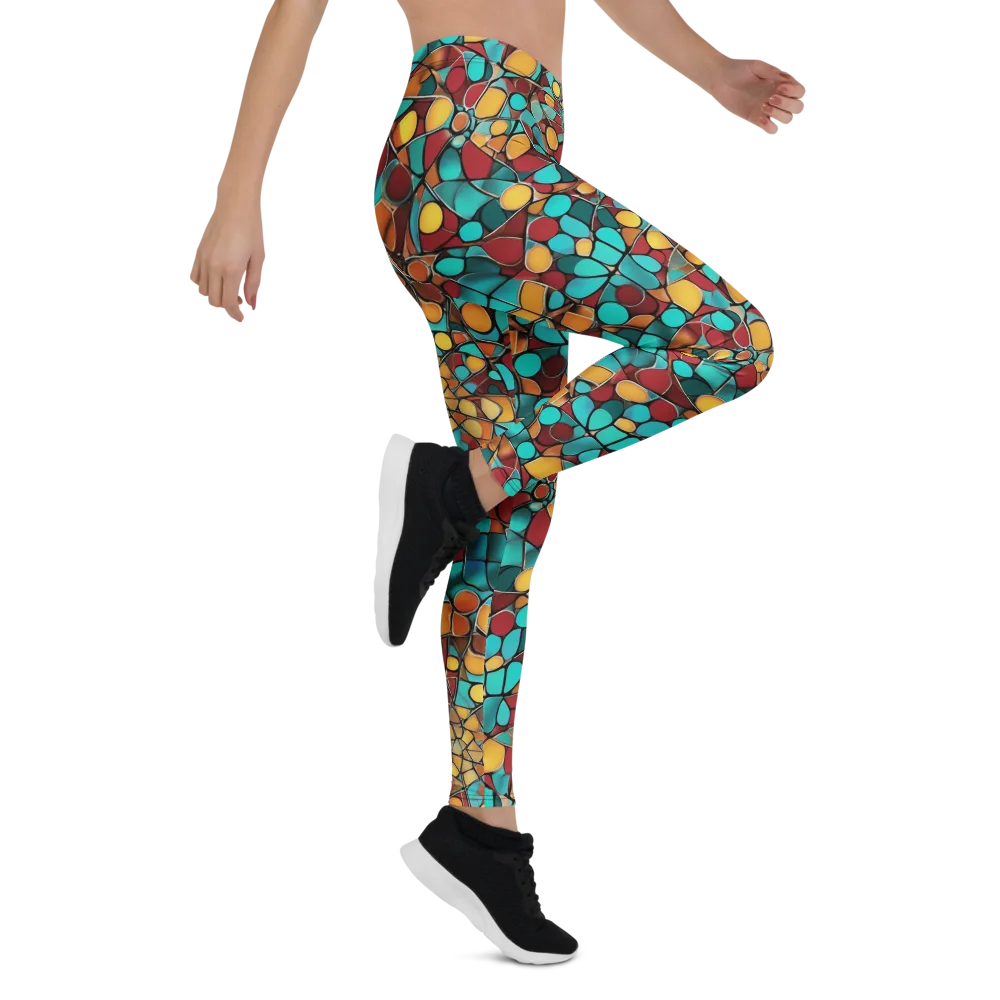 Turquoise Mosaic on Leggings — Right