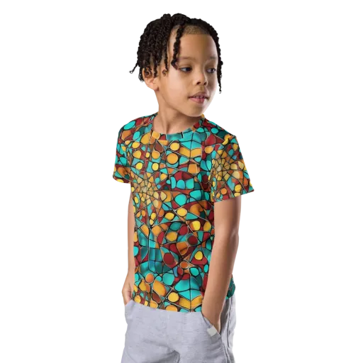 Turquoise Mosaic on a Kids Crew Neck T-Shirt