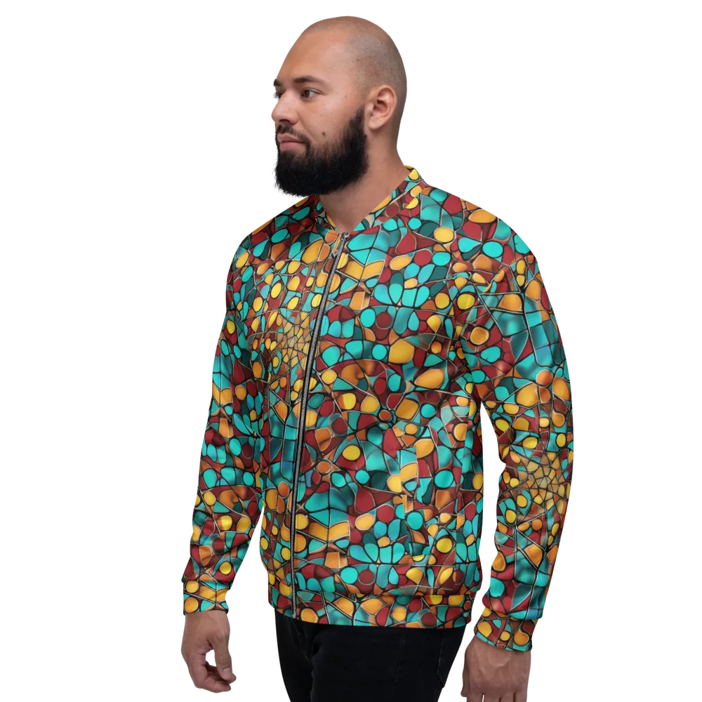 Turquoise Mosaic on Bomber Jacket — Left