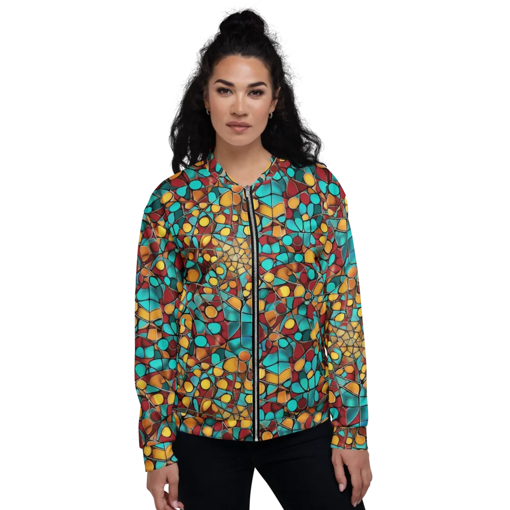 Turquoise Mosaic on Bomber Jacket — Front