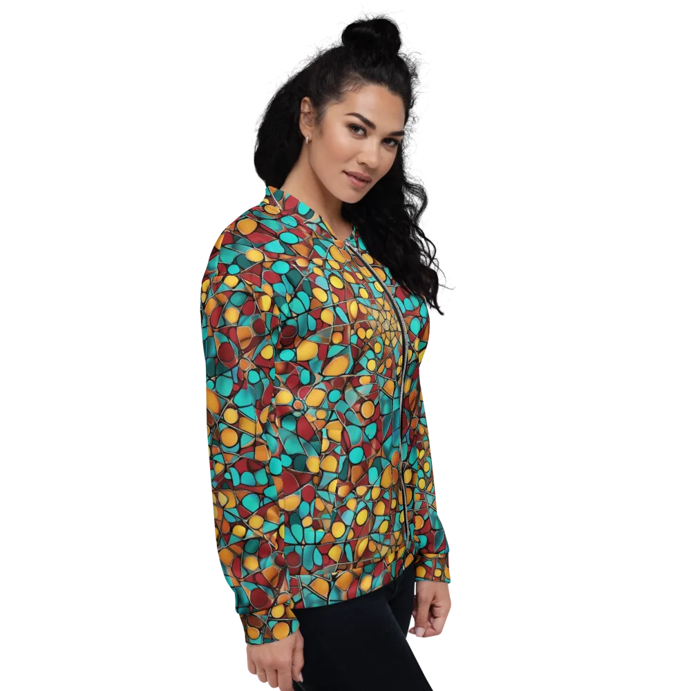 Turquoise Mosaic on Bomber Jacket — Right