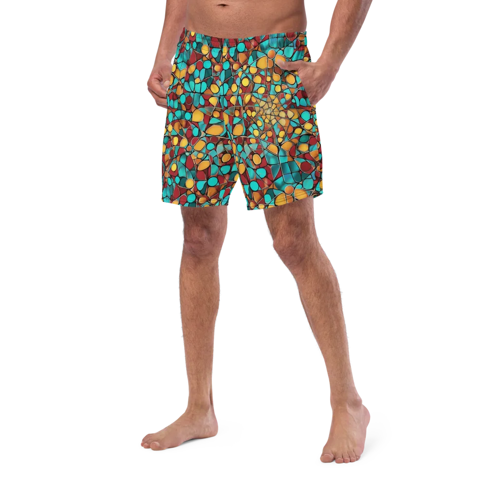 Turquoise Mosaic on Swim Trunks — Left Front