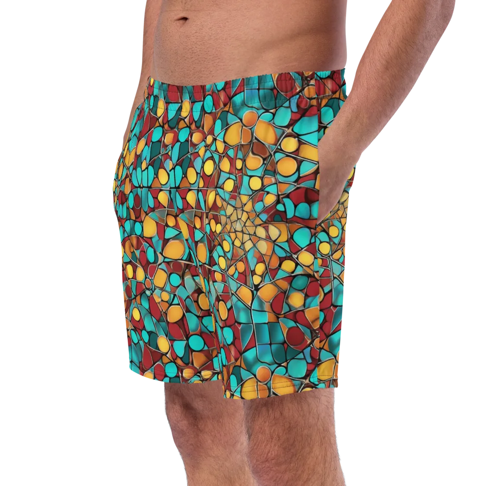 Turquoise Mosaic on Swim Trunks — Left Front