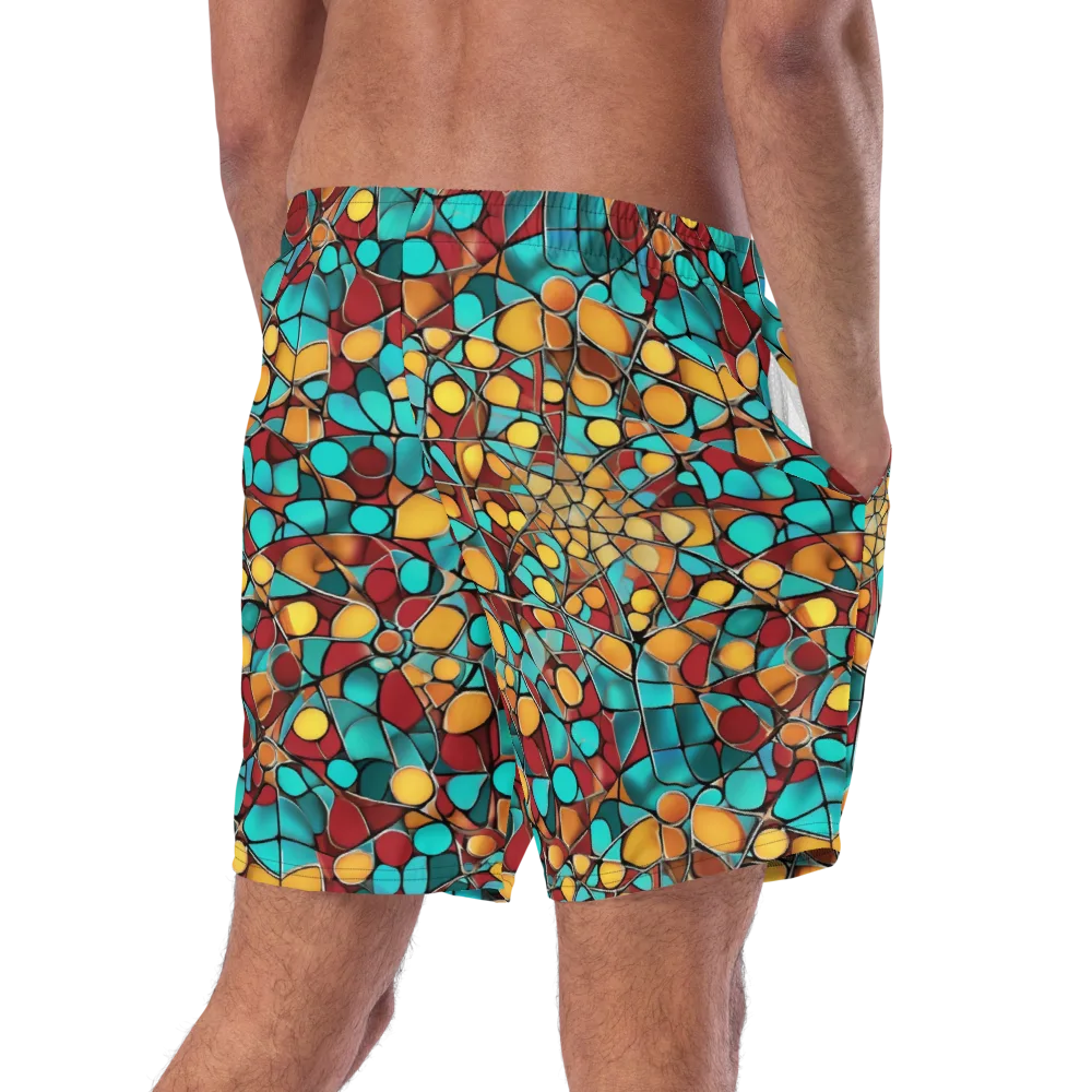 Turquoise Mosaic on Swim Trunks — Right Back