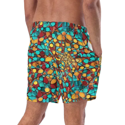 Turquoise Mosaic on a Swim Trunks