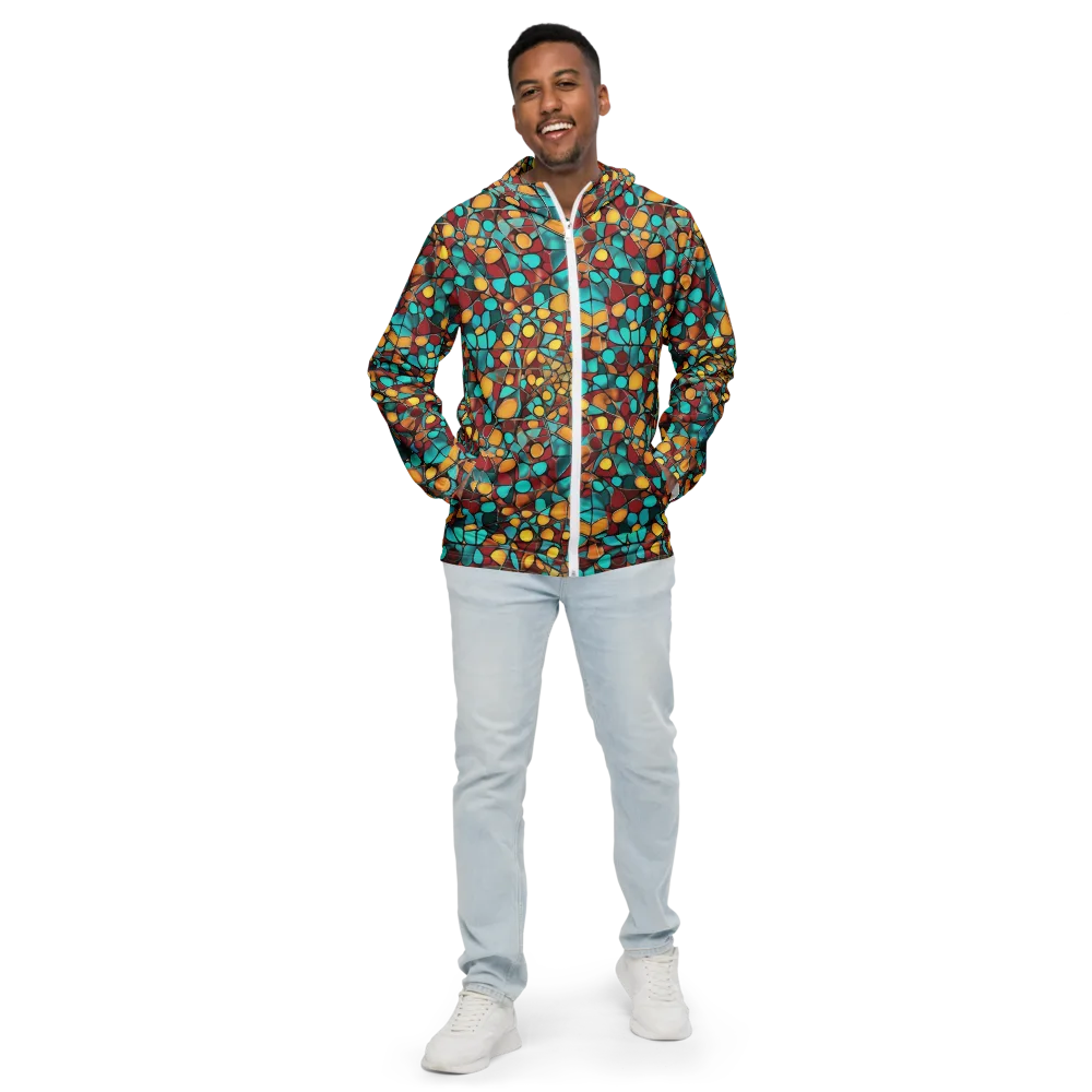 Turquoise Mosaic on Men's Windbreaker — Front