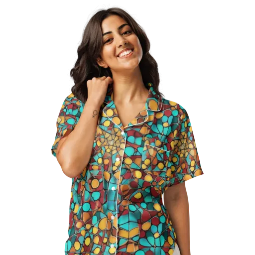Turquoise Mosaic on a Women's Short Sleeve Pajama Top