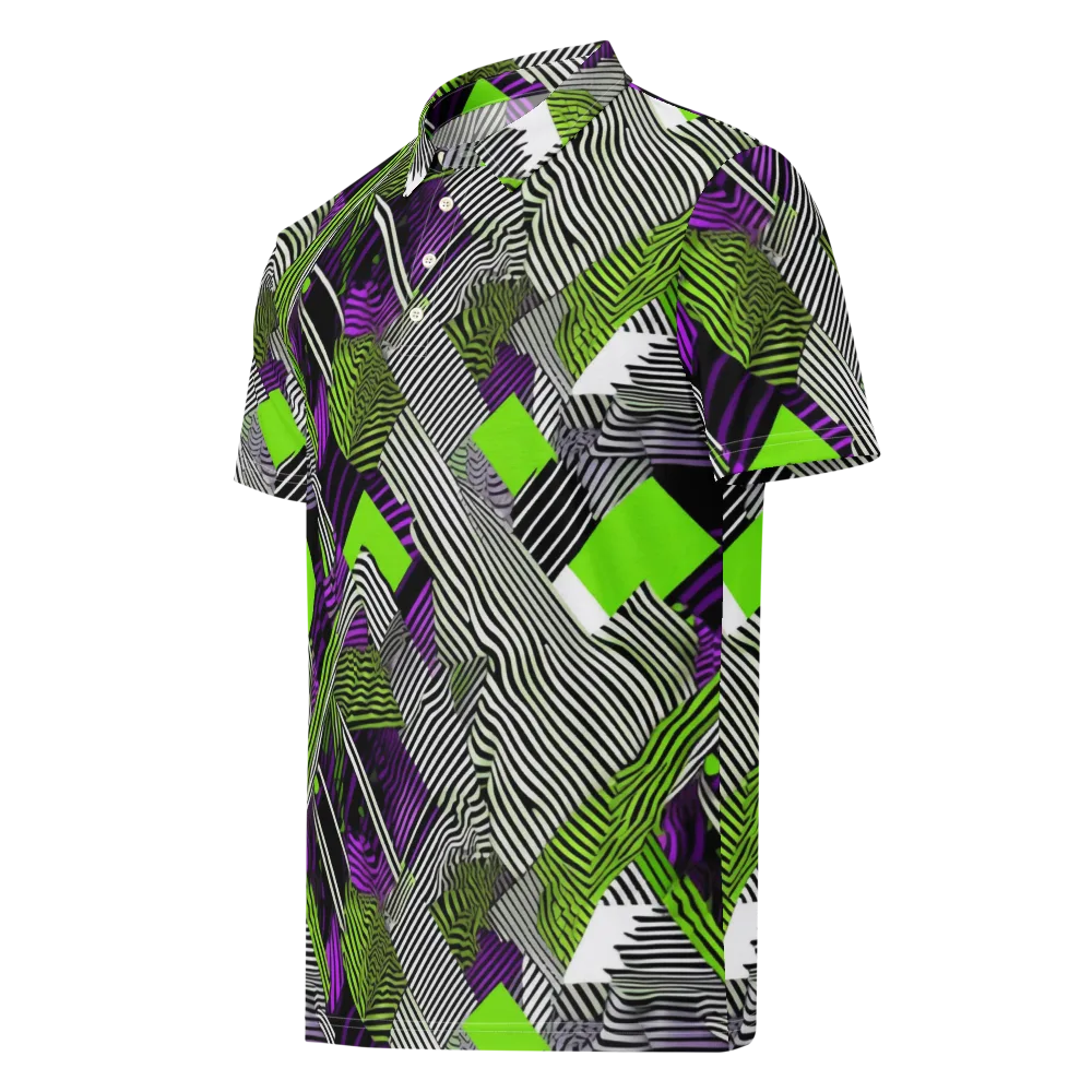 Neon Zebra Logic on Men's Slim Fit Polo Shirt — Left Front