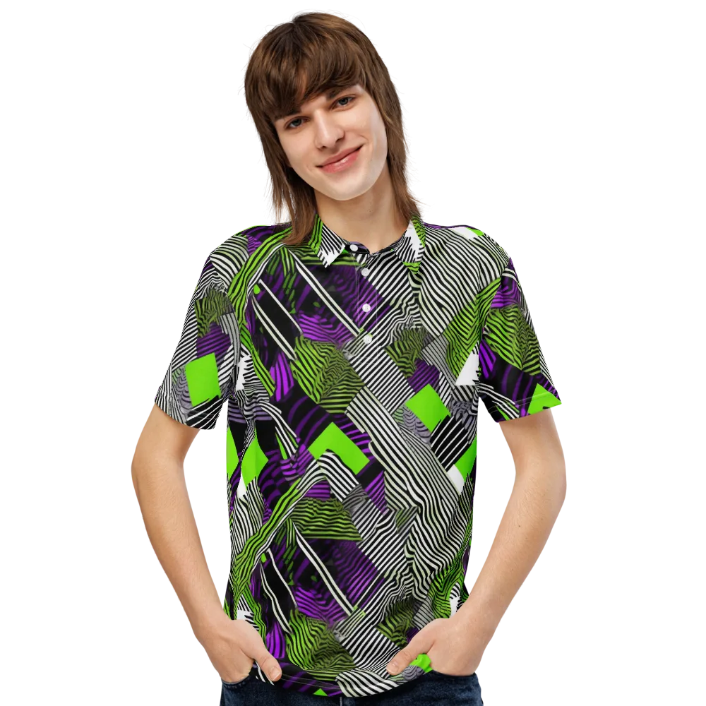 Neon Zebra Logic on Men's Slim Fit Polo Shirt — Front