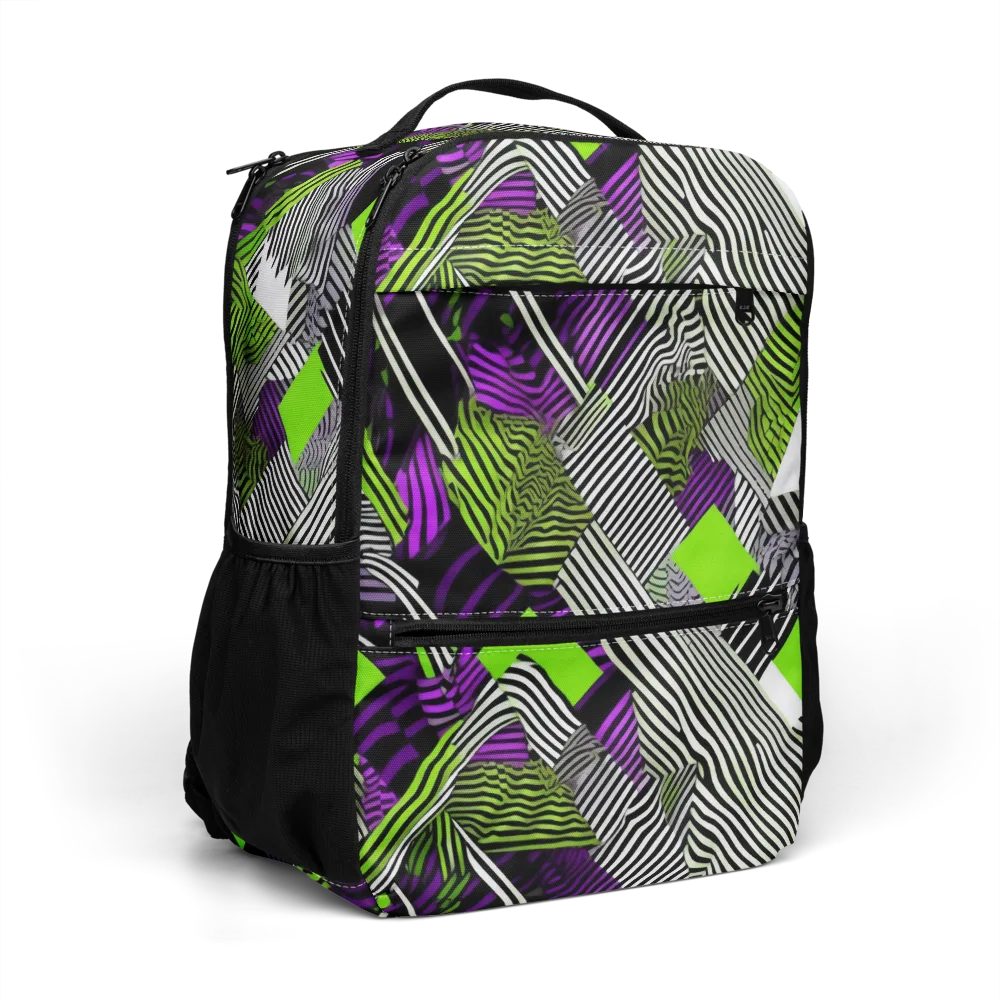Neon Zebra Logic on Utility Backpack — Right Front