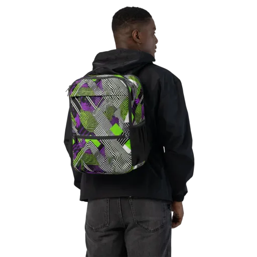 Neon Zebra Logic on a Utility Backpack